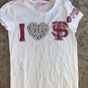 Victoria secret Pink FSU shirt w/bling xs Florida State Seminoles